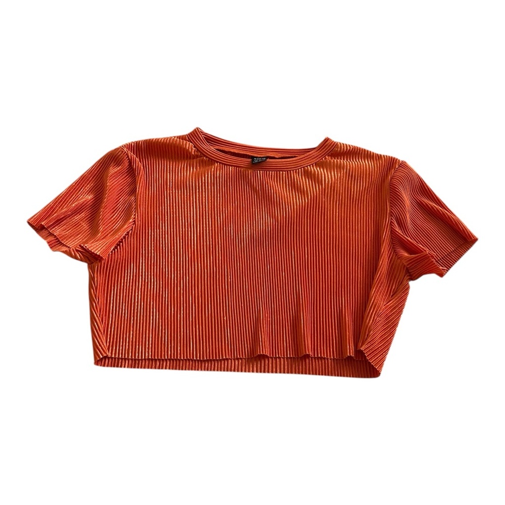 Women's Orange Ribbed Cropped Tee